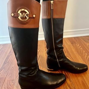 Michael Kors Leather Boots - Black/Tan - Size 38